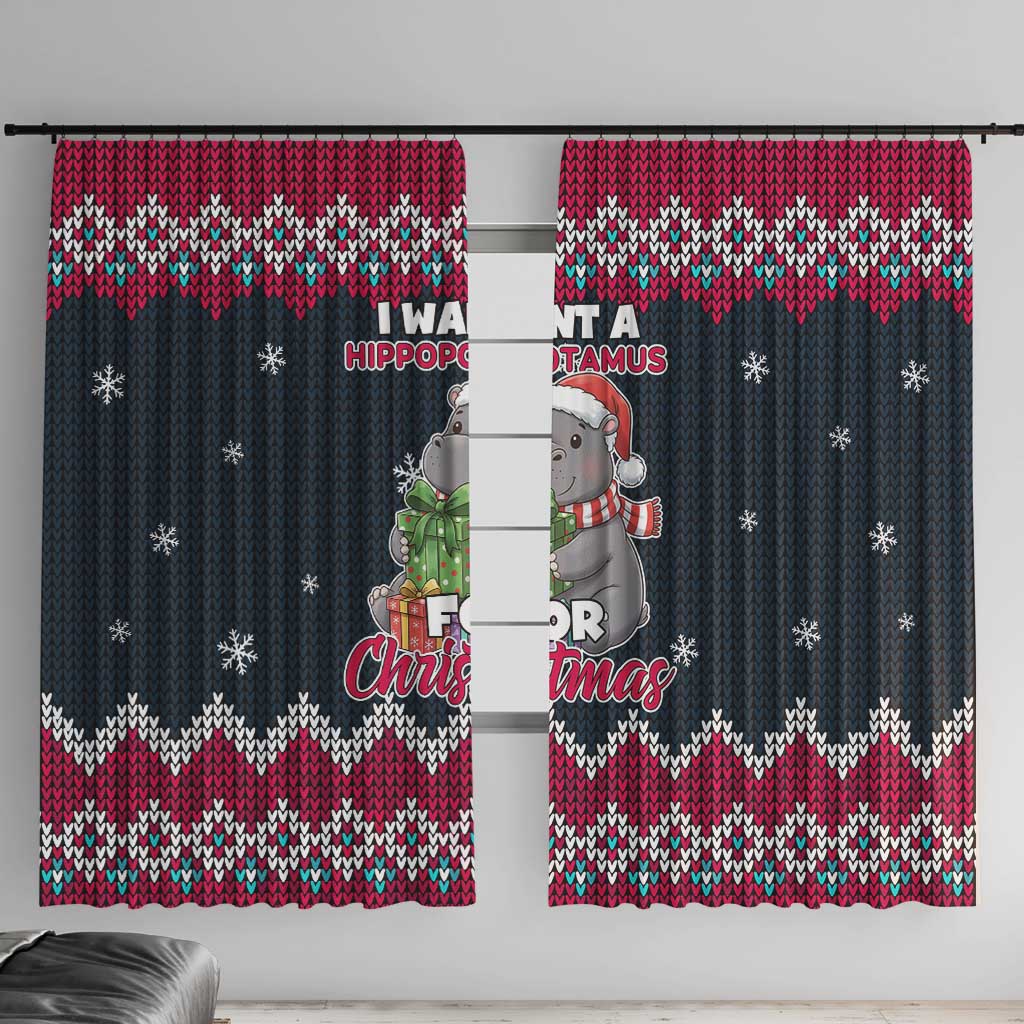 I Want A Hippopotamus Christmas Design Window Curtain Xmas Holiday Patterns - Wonder Print Shop