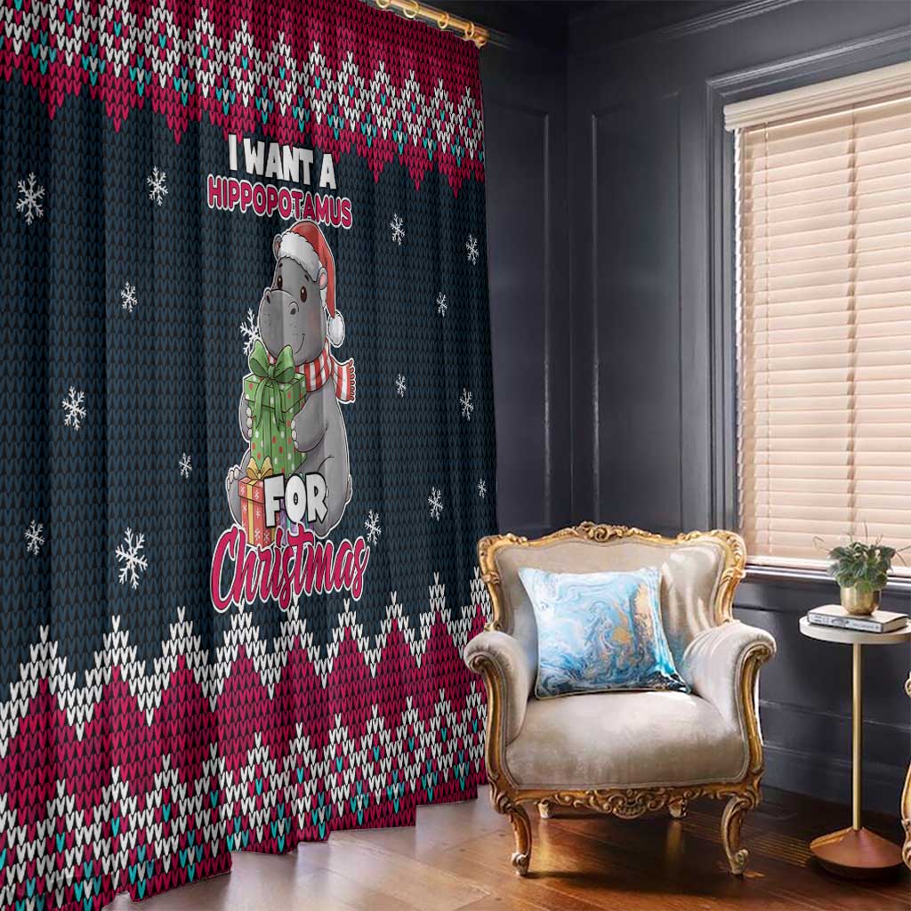 I Want A Hippopotamus Christmas Design Window Curtain Xmas Holiday Patterns - Wonder Print Shop