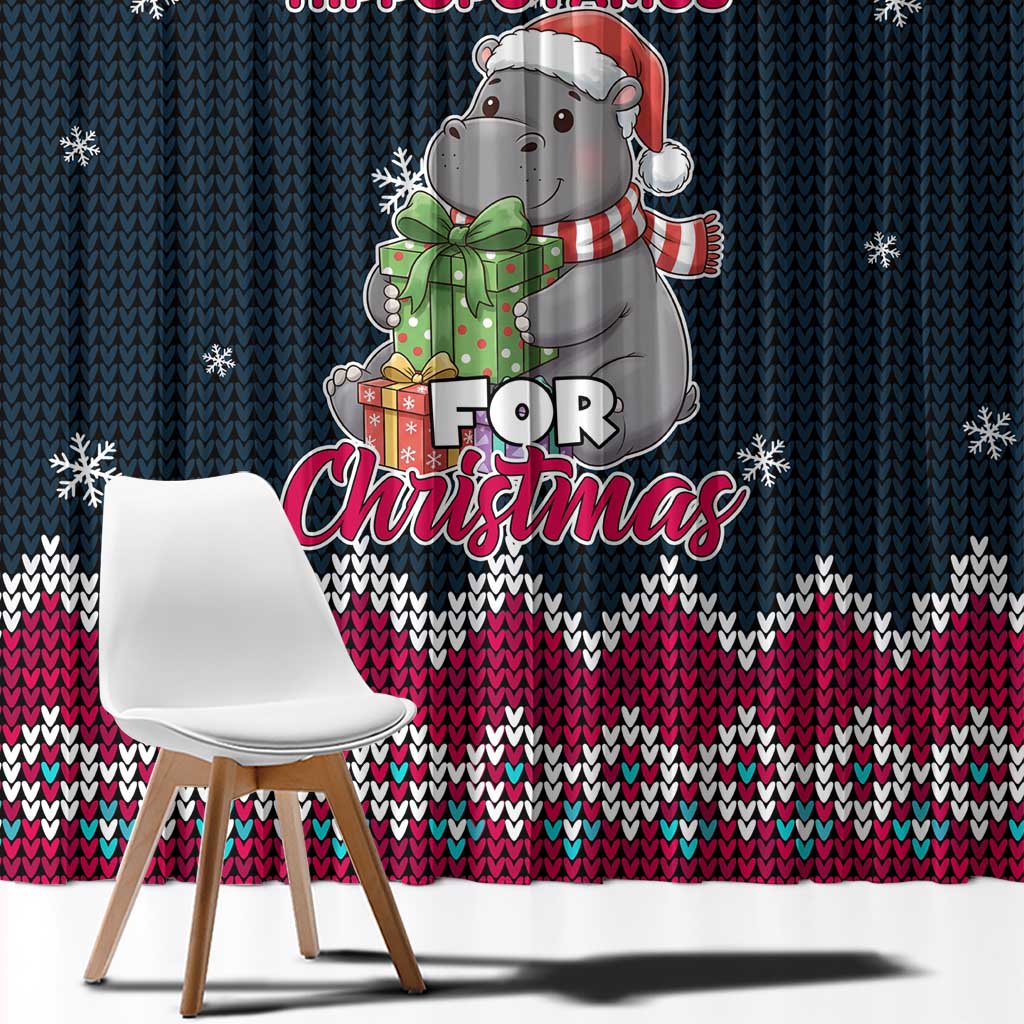 I Want A Hippopotamus Christmas Design Window Curtain Xmas Holiday Patterns - Wonder Print Shop