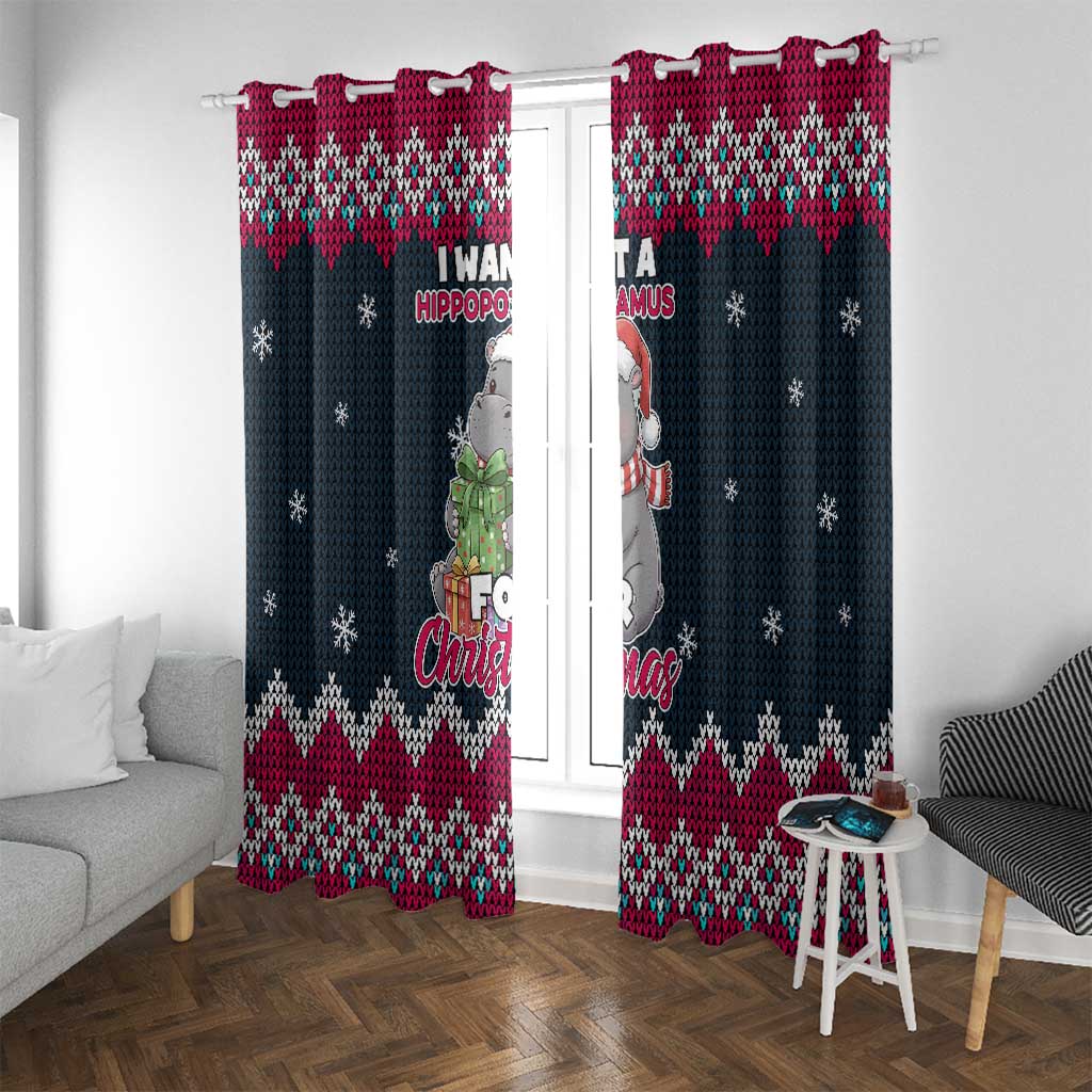 I Want A Hippopotamus Christmas Design Window Curtain Xmas Holiday Patterns - Wonder Print Shop
