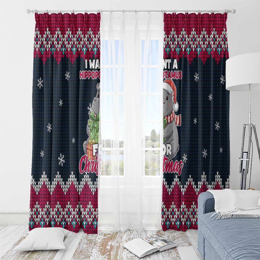 I Want A Hippopotamus Christmas Design Window Curtain Xmas Holiday Patterns - Wonder Print Shop