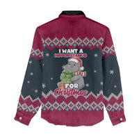 I Want A Hippopotamus Christmas Design Women Casual Shirt Xmas Holiday Patterns - Wonder Print Shop