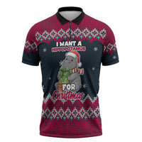 I Want A Hippopotamus Christmas Design Zipper Polo Shirt Xmas Holiday Patterns - Wonder Print Shop