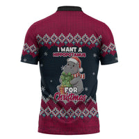 I Want A Hippopotamus Christmas Design Zipper Polo Shirt Xmas Holiday Patterns - Wonder Print Shop