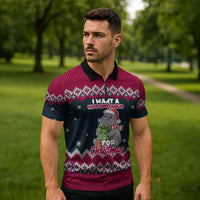 I Want A Hippopotamus Christmas Design Zipper Polo Shirt Xmas Holiday Patterns - Wonder Print Shop