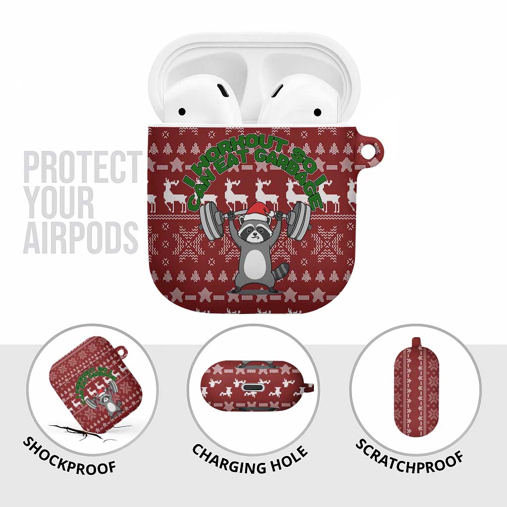 I Workout So I Can Eat Garbage Christmas Design AirPods Case Xmas Holiday Patterns - Wonder Print Shop