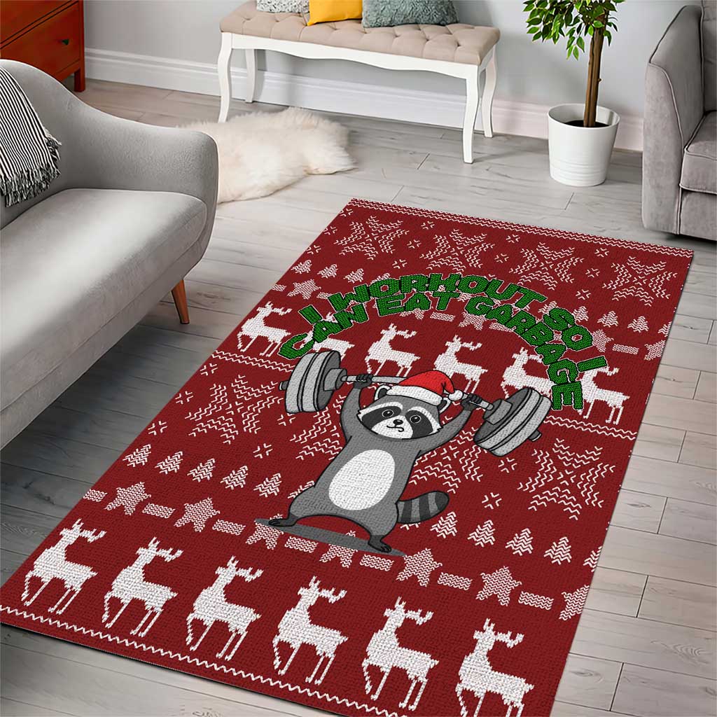 I Workout So I Can Eat Garbage Christmas Design Area Rug Xmas Holiday Patterns - Wonder Print Shop