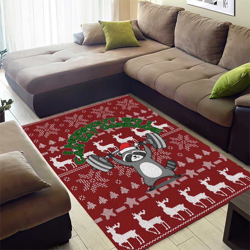 I Workout So I Can Eat Garbage Christmas Design Area Rug Xmas Holiday Patterns - Wonder Print Shop