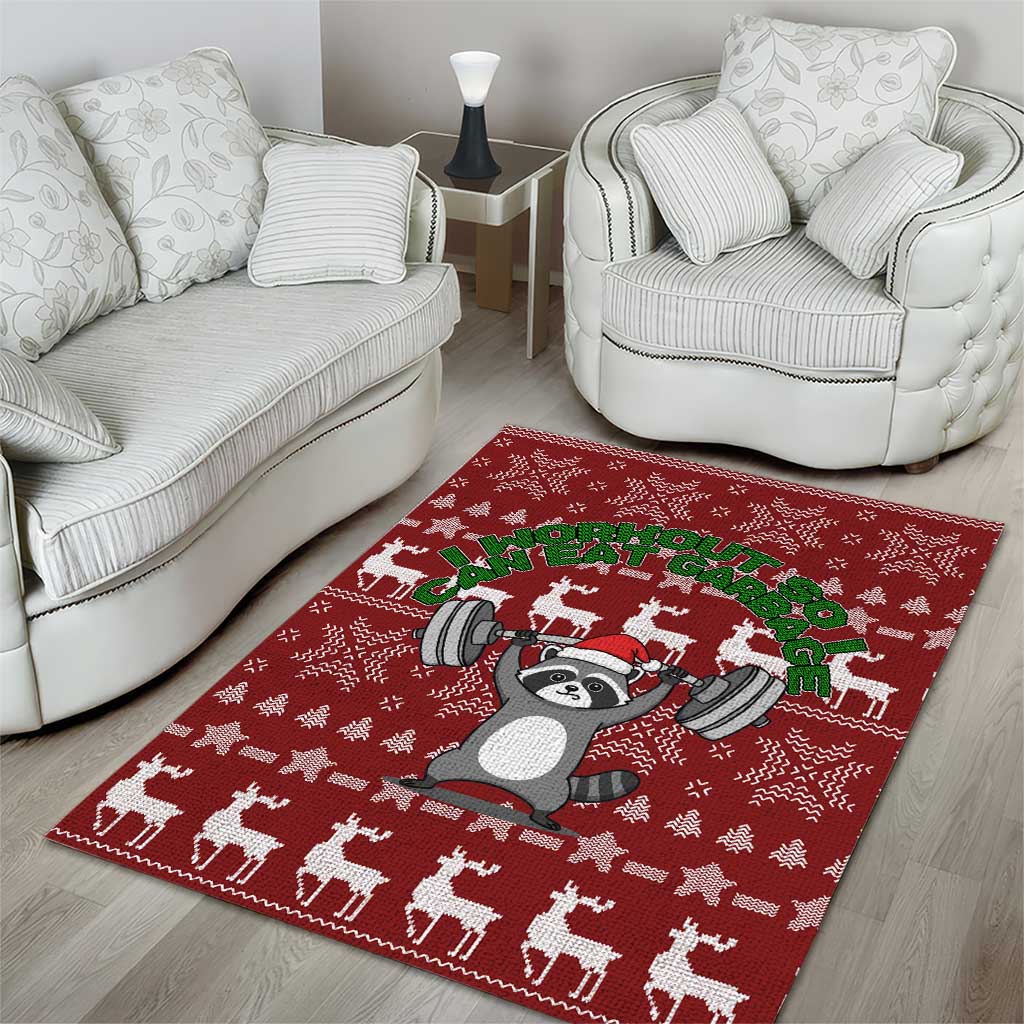 I Workout So I Can Eat Garbage Christmas Design Area Rug Xmas Holiday Patterns - Wonder Print Shop