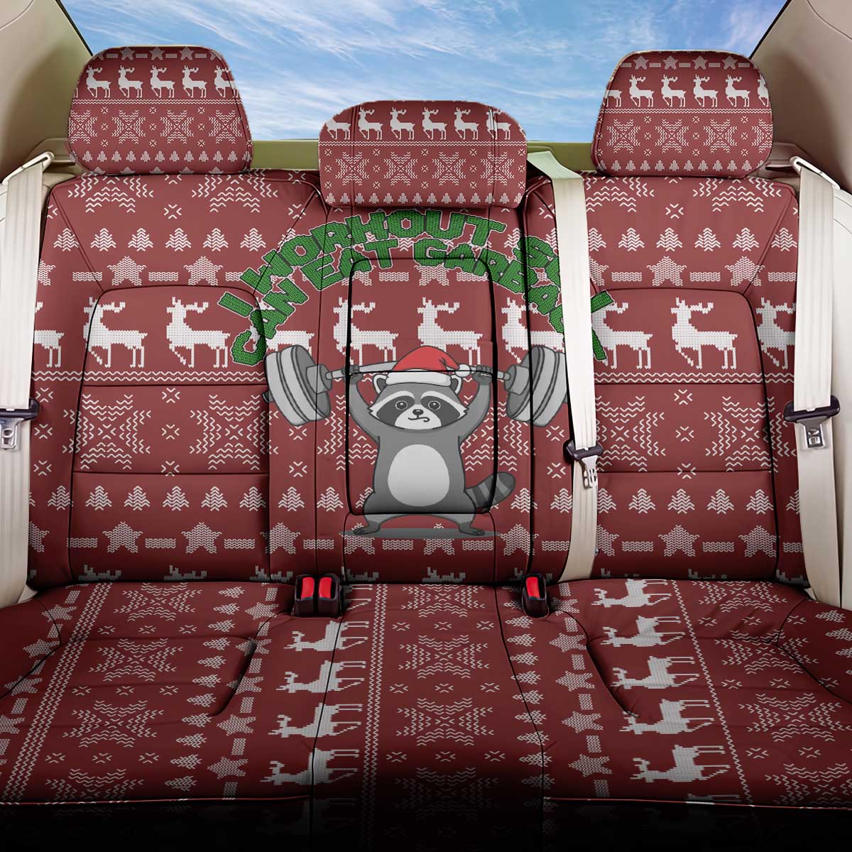 I Workout So I Can Eat Garbage Christmas Design Back Car Seat Cover Xmas Holiday Patterns - Wonder Print Shop