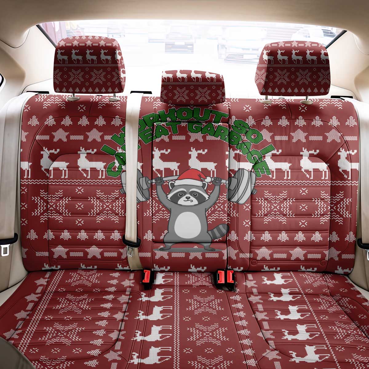 I Workout So I Can Eat Garbage Christmas Design Back Car Seat Cover Xmas Holiday Patterns - Wonder Print Shop
