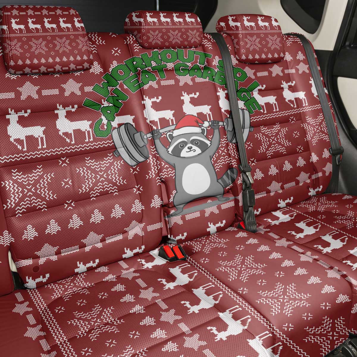 I Workout So I Can Eat Garbage Christmas Design Back Car Seat Cover Xmas Holiday Patterns - Wonder Print Shop