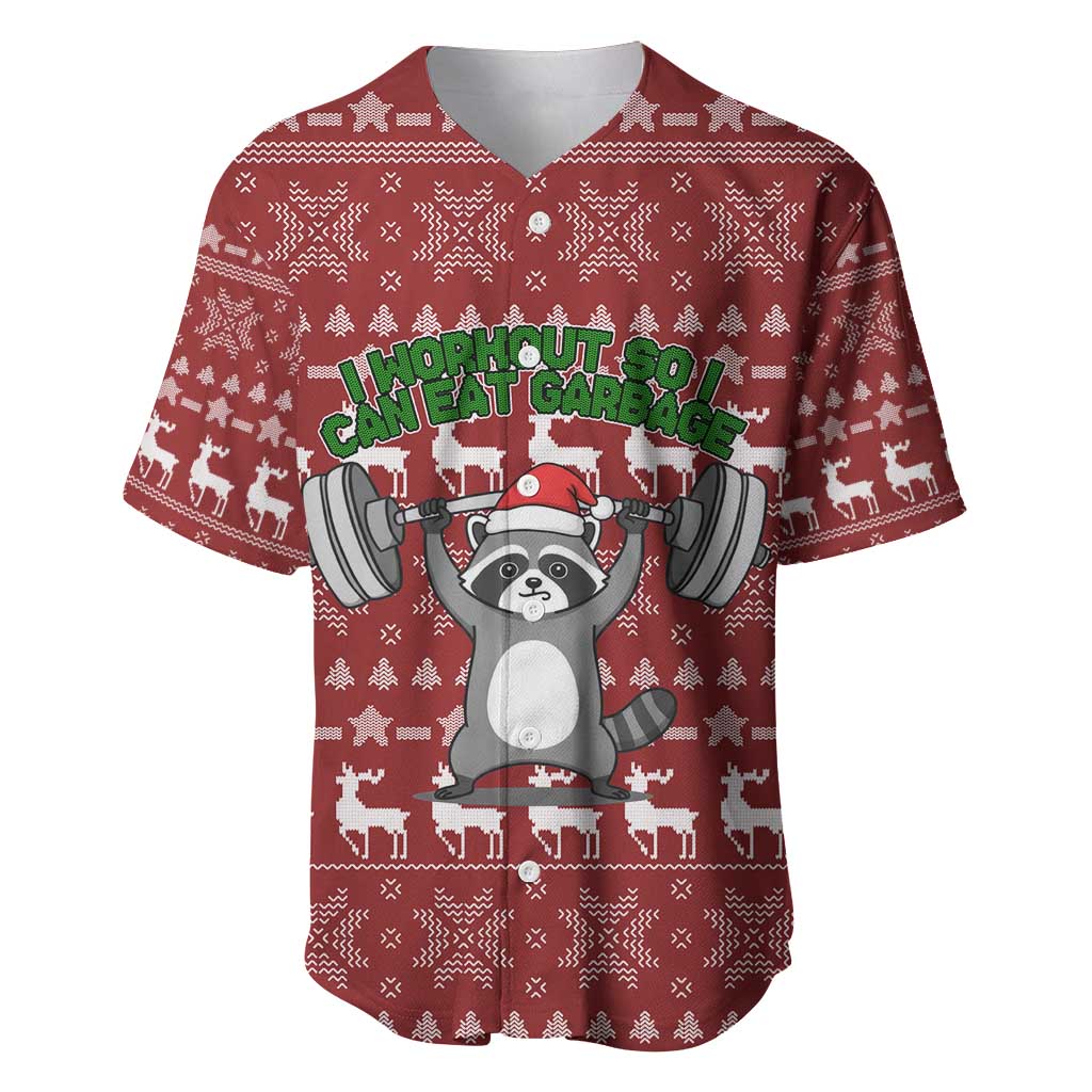 I Workout So I Can Eat Garbage Christmas Design Baseball Jersey Xmas Holiday Patterns - Wonder Print Shop