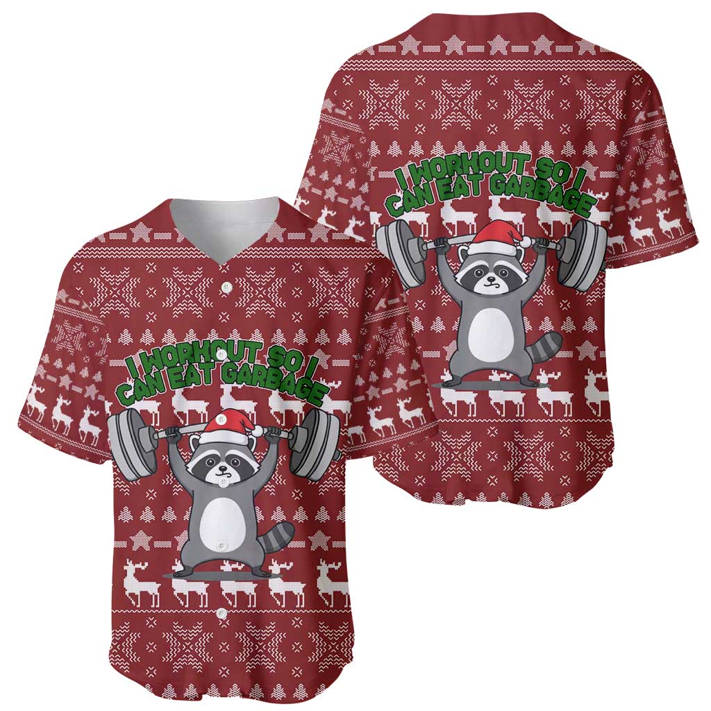 I Workout So I Can Eat Garbage Christmas Design Baseball Jersey Xmas Holiday Patterns - Wonder Print Shop