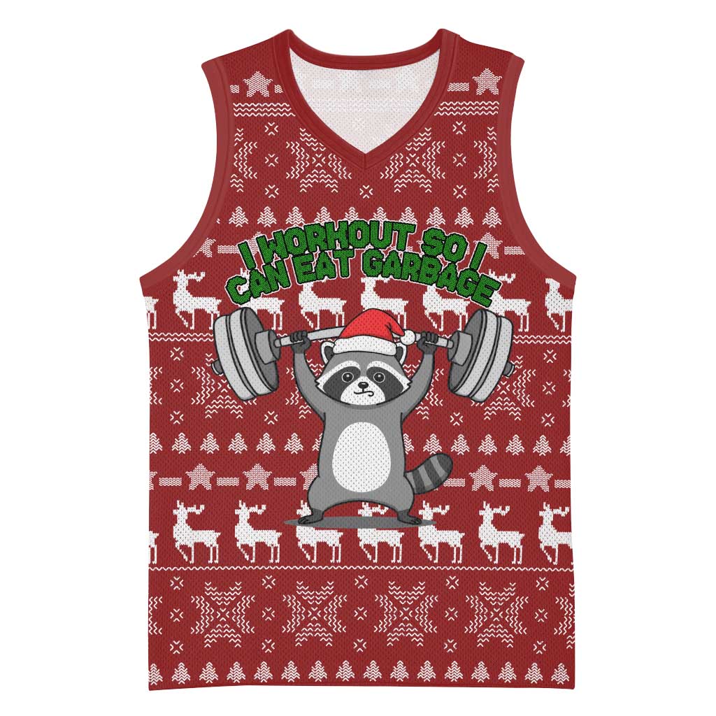 I Workout So I Can Eat Garbage Christmas Design Basketball Jersey Xmas Holiday Patterns - Wonder Print Shop