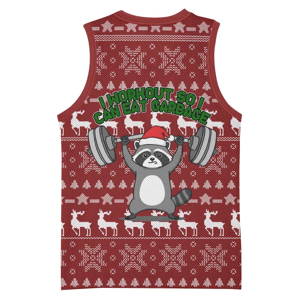 I Workout So I Can Eat Garbage Christmas Design Basketball Jersey Xmas Holiday Patterns - Wonder Print Shop