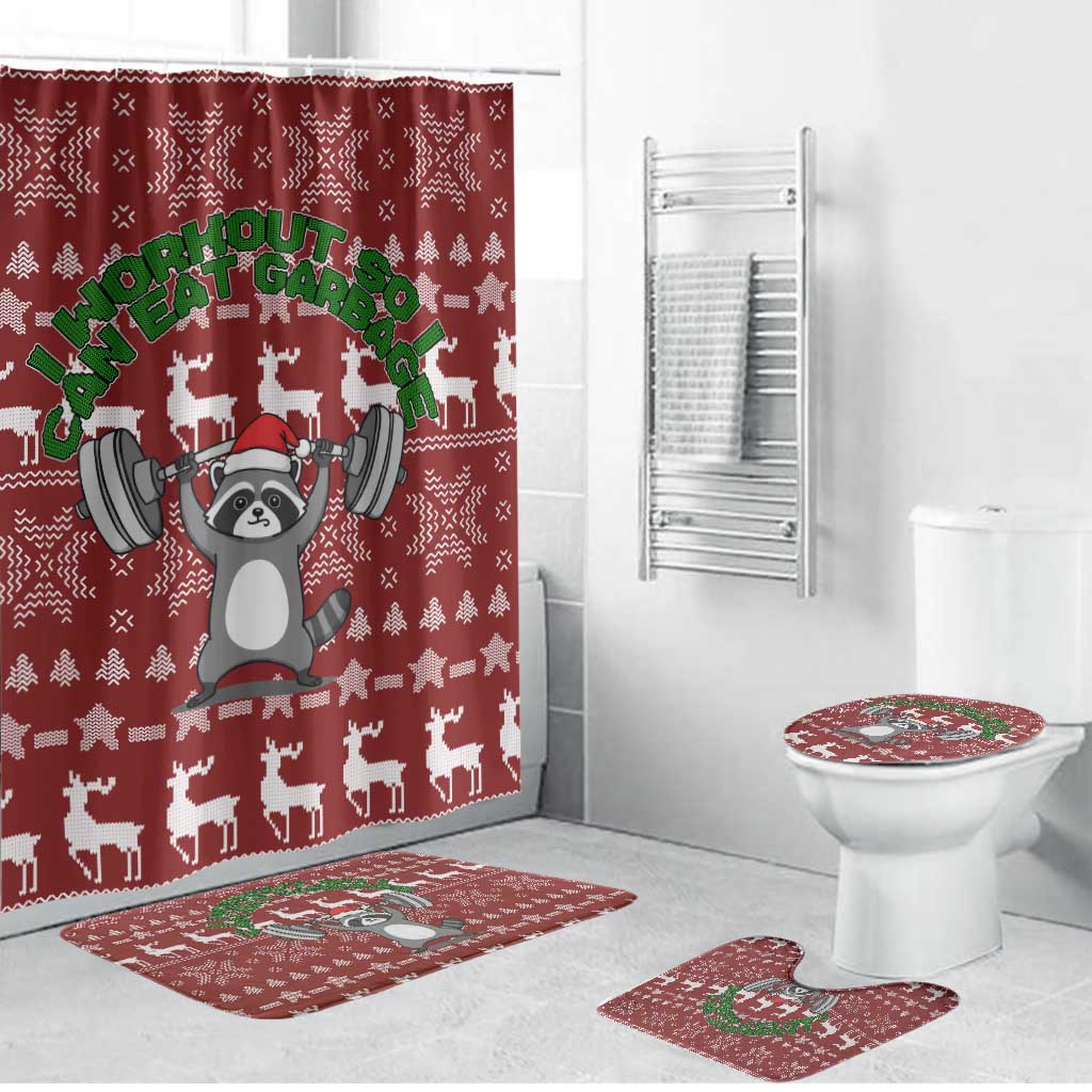 I Workout So I Can Eat Garbage Christmas Design Bathroom Set Xmas Holiday Patterns - Wonder Print Shop