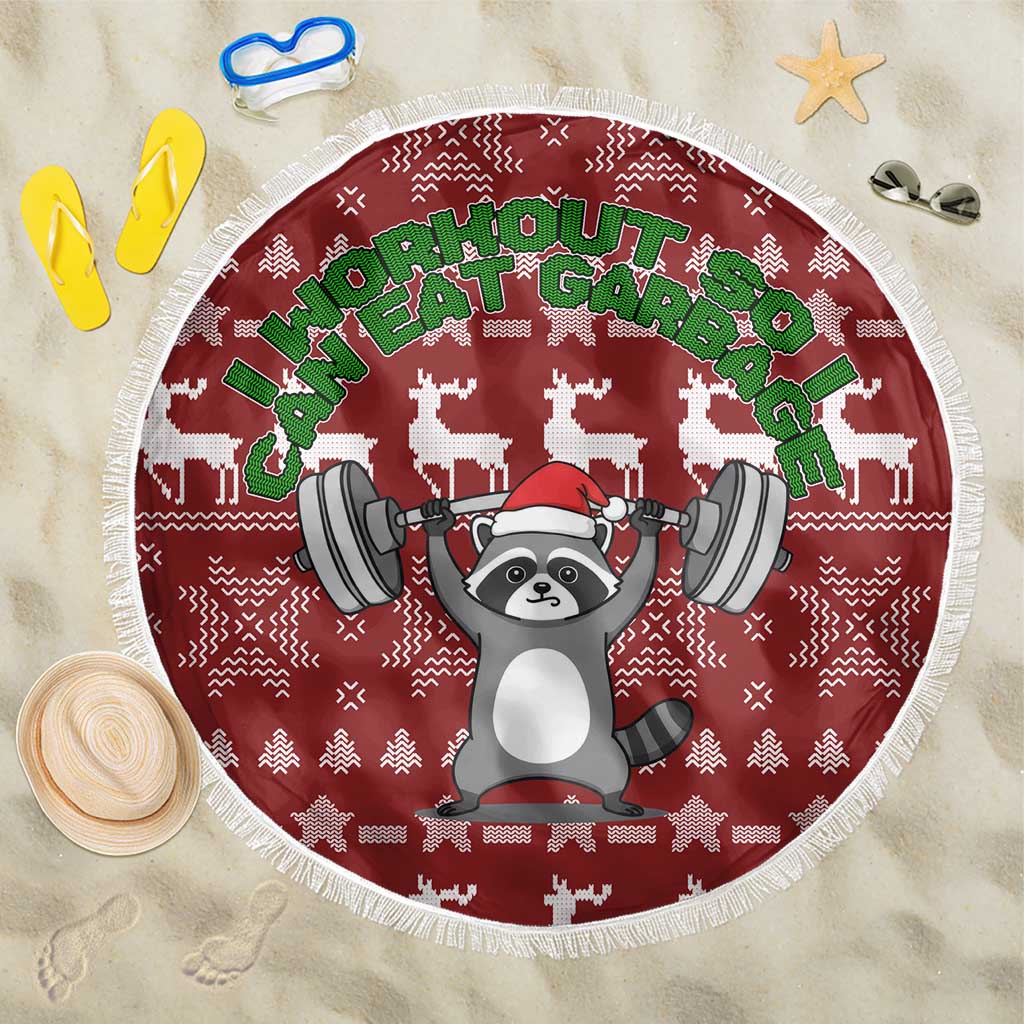 I Workout So I Can Eat Garbage Christmas Design Beach Blanket Xmas Holiday Patterns - Wonder Print Shop