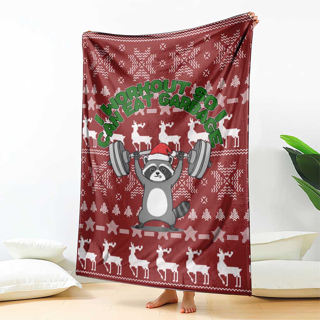 I Workout So I Can Eat Garbage Christmas Design Blanket Xmas Holiday Patterns - Wonder Print Shop