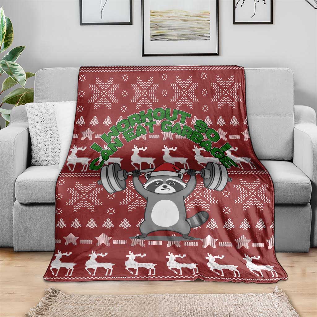 I Workout So I Can Eat Garbage Christmas Design Blanket Xmas Holiday Patterns - Wonder Print Shop