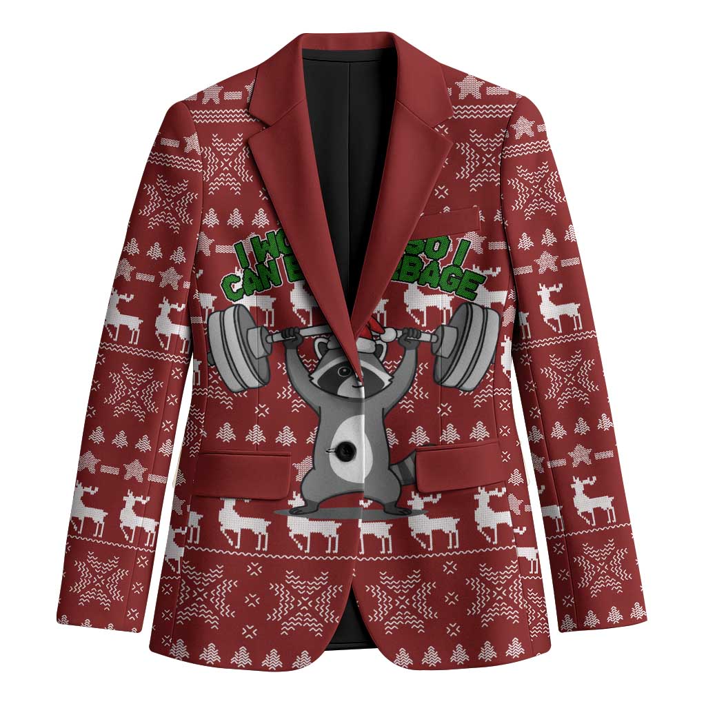 I Workout So I Can Eat Garbage Christmas Design Blazer Xmas Holiday Patterns - Wonder Print Shop
