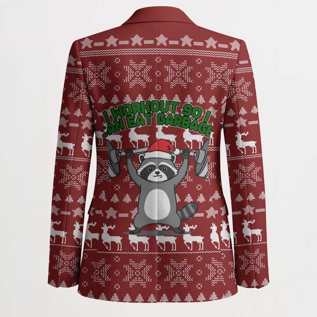 I Workout So I Can Eat Garbage Christmas Design Blazer Xmas Holiday Patterns - Wonder Print Shop