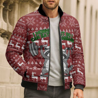 I Workout So I Can Eat Garbage Christmas Design Bomber Puffer Jacket Xmas Holiday Patterns - Wonder Print Shop