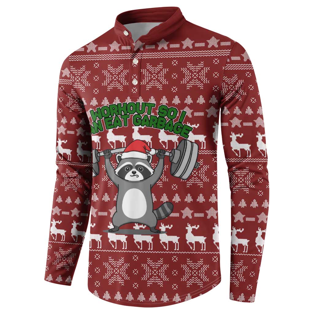 I Workout So I Can Eat Garbage Christmas Design Button Sweatshirt Xmas Holiday Patterns - Wonder Print Shop