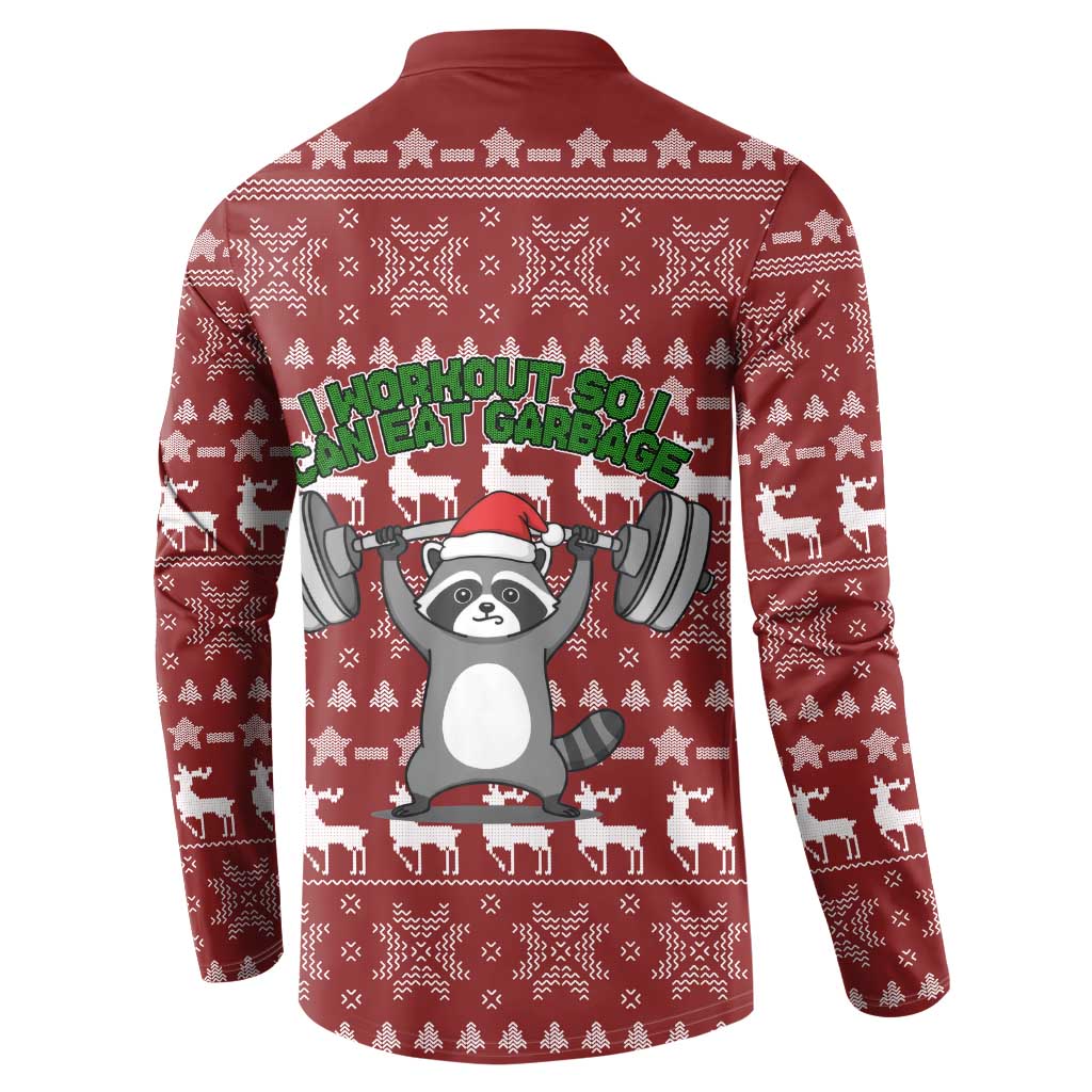 I Workout So I Can Eat Garbage Christmas Design Button Sweatshirt Xmas Holiday Patterns - Wonder Print Shop