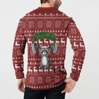 I Workout So I Can Eat Garbage Christmas Design Button Sweatshirt Xmas Holiday Patterns - Wonder Print Shop