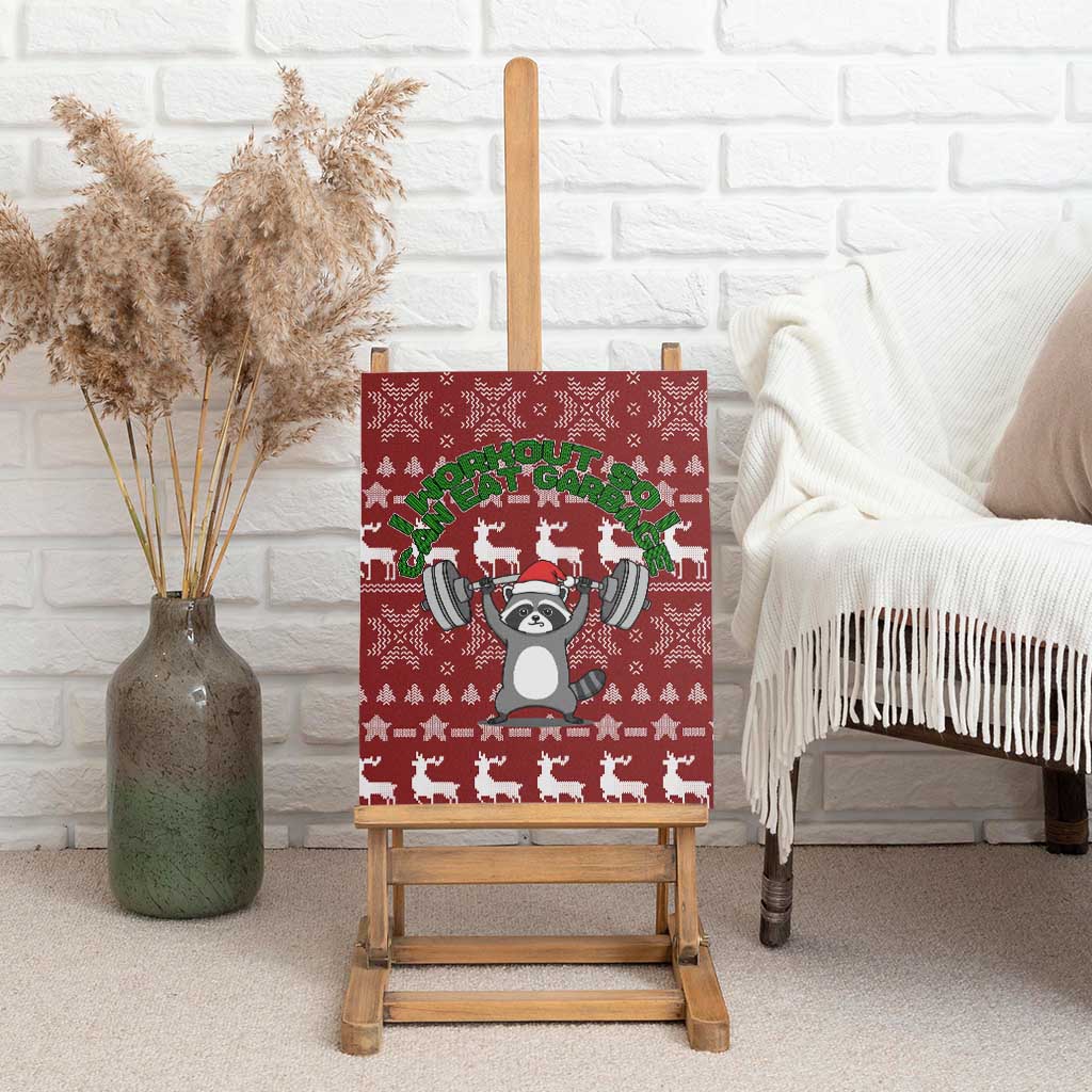 I Workout So I Can Eat Garbage Christmas Design Canvas Wall Art Xmas Holiday Patterns - Wonder Print Shop