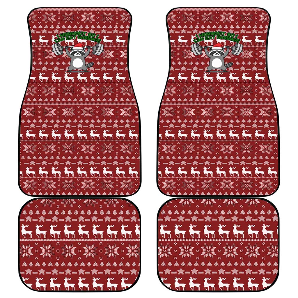 I Workout So I Can Eat Garbage Christmas Design Car Mats Xmas Holiday Patterns - Wonder Print Shop