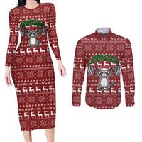 I Workout So I Can Eat Garbage Christmas Design Couples Matching Long Sleeve Bodycon Dress and Long Sleeve Button Shirt Xmas Holiday Patterns - Wonder Print Shop
