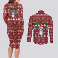 I Workout So I Can Eat Garbage Christmas Design Couples Matching Long Sleeve Bodycon Dress and Long Sleeve Button Shirt Xmas Holiday Patterns - Wonder Print Shop