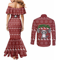I Workout So I Can Eat Garbage Christmas Design Couples Matching Mermaid Dress and Long Sleeve Button Shirt Xmas Holiday Patterns - Wonder Print Shop