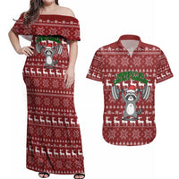 I Workout So I Can Eat Garbage Christmas Design Couples Matching Off Shoulder Maxi Dress and Hawaiian Shirt Xmas Holiday Patterns - Wonder Print Shop