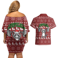 I Workout So I Can Eat Garbage Christmas Design Couples Matching Off Shoulder Short Dress and Hawaiian Shirt Xmas Holiday Patterns - Wonder Print Shop