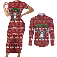I Workout So I Can Eat Garbage Christmas Design Couples Matching Short Sleeve Bodycon Dress and Long Sleeve Button Shirt Xmas Holiday Patterns - Wonder Print Shop