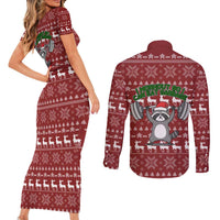 I Workout So I Can Eat Garbage Christmas Design Couples Matching Short Sleeve Bodycon Dress and Long Sleeve Button Shirt Xmas Holiday Patterns - Wonder Print Shop