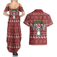 I Workout So I Can Eat Garbage Christmas Design Couples Matching Summer Maxi Dress and Hawaiian Shirt Xmas Holiday Patterns - Wonder Print Shop
