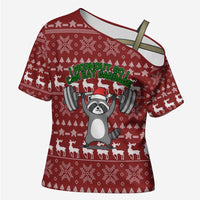 I Workout So I Can Eat Garbage Christmas Design Cross Shoulder Shirt Xmas Holiday Patterns - Wonder Print Shop
