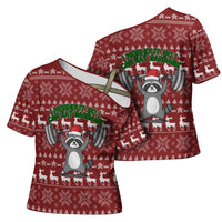 I Workout So I Can Eat Garbage Christmas Design Cross Shoulder Shirt Xmas Holiday Patterns - Wonder Print Shop