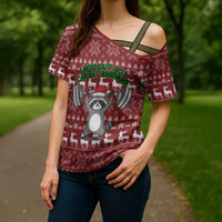 I Workout So I Can Eat Garbage Christmas Design Cross Shoulder Shirt Xmas Holiday Patterns - Wonder Print Shop
