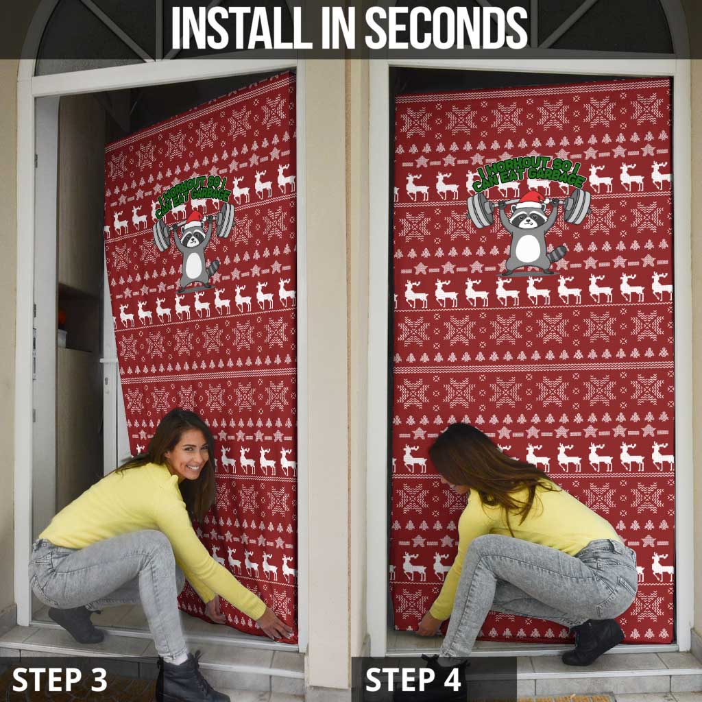 I Workout So I Can Eat Garbage Christmas Design Door Cover Xmas Holiday Patterns - Wonder Print Shop
