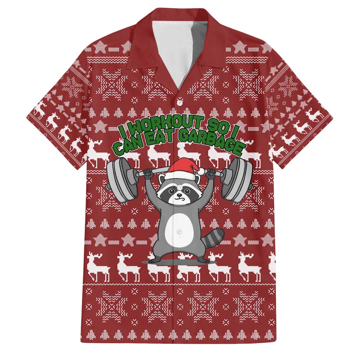 I Workout So I Can Eat Garbage Christmas Design Family Matching Off The Shoulder Long Sleeve Dress and Hawaiian Shirt Xmas Holiday Patterns - Wonder Print Shop