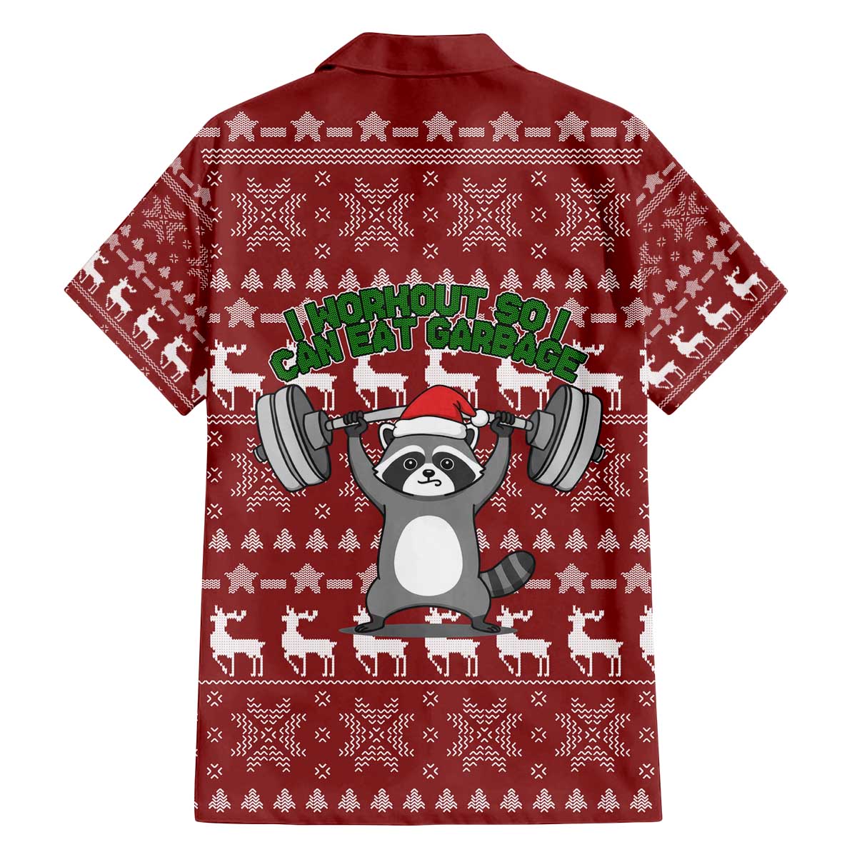 I Workout So I Can Eat Garbage Christmas Design Family Matching Off The Shoulder Long Sleeve Dress and Hawaiian Shirt Xmas Holiday Patterns - Wonder Print Shop