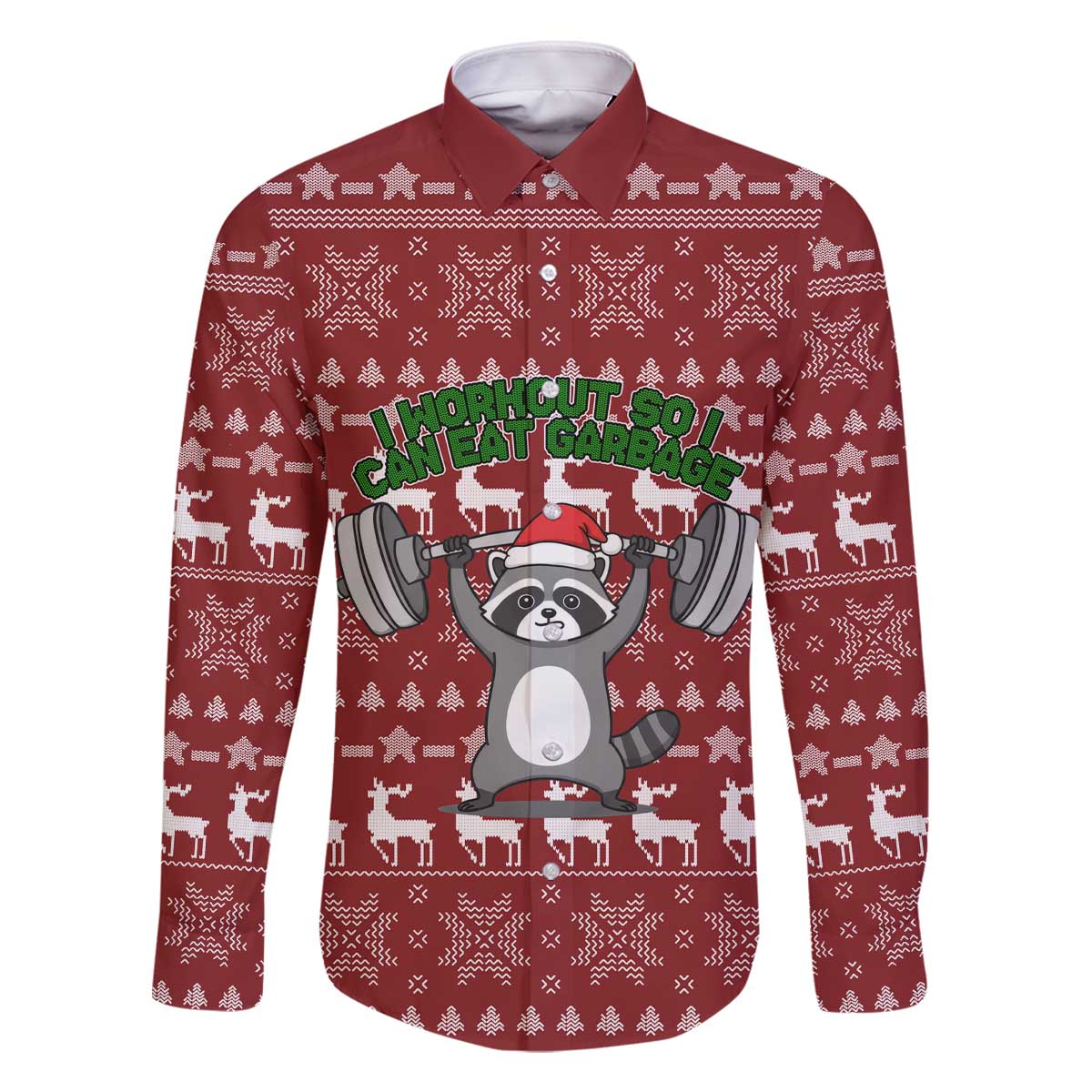 I Workout So I Can Eat Garbage Christmas Design Family Matching Off The Shoulder Long Sleeve Dress and Hawaiian Shirt Xmas Holiday Patterns - Wonder Print Shop