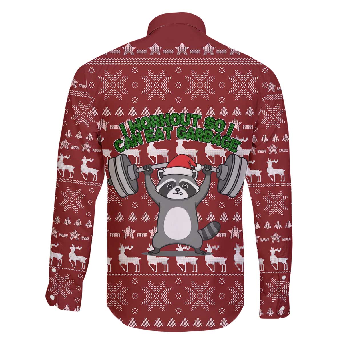 I Workout So I Can Eat Garbage Christmas Design Family Matching Off The Shoulder Long Sleeve Dress and Hawaiian Shirt Xmas Holiday Patterns - Wonder Print Shop