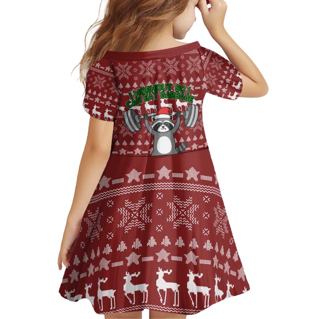 I Workout So I Can Eat Garbage Christmas Design Family Matching Off Shoulder Short Dress and Hawaiian Shirt Xmas Holiday Patterns - Wonder Print Shop