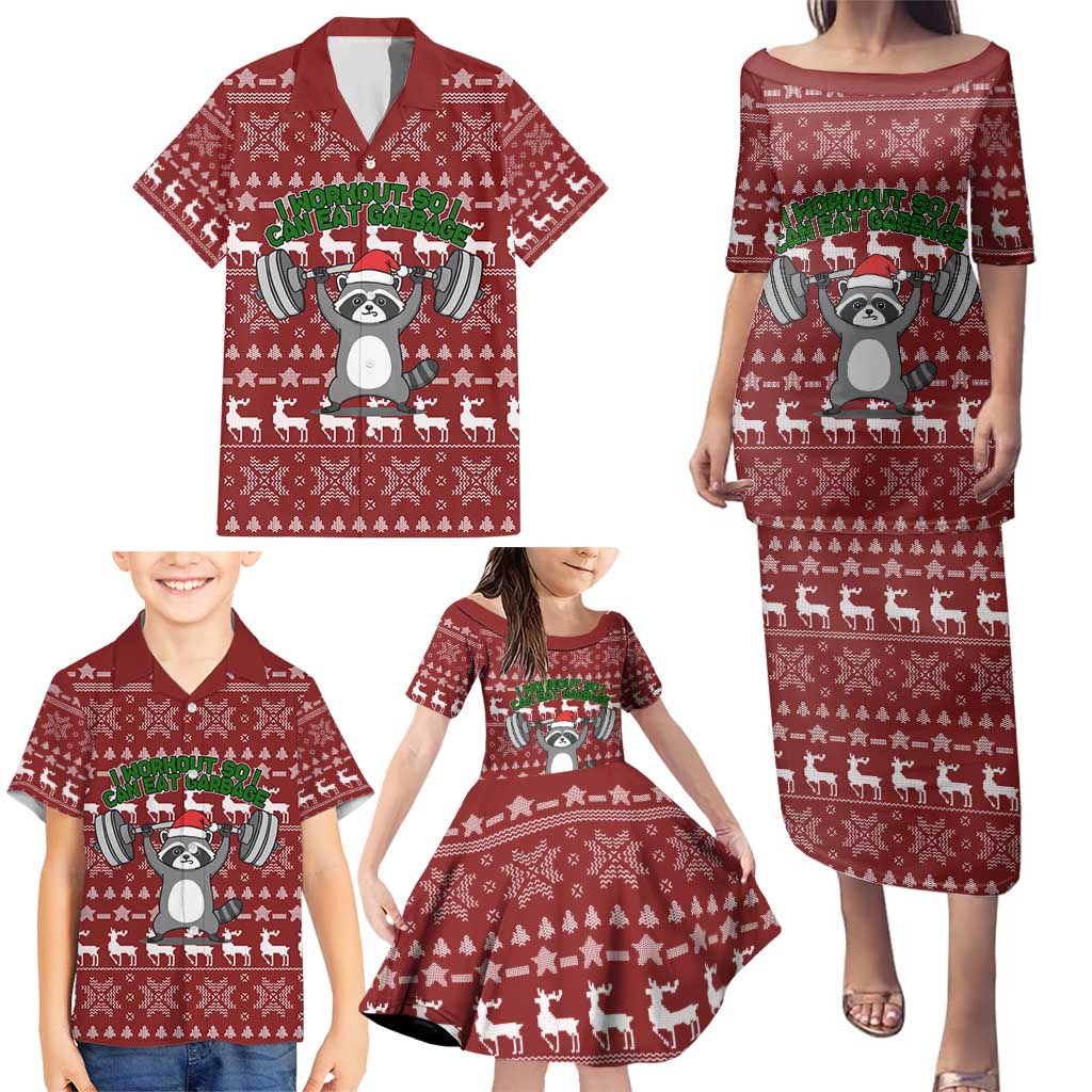 I Workout So I Can Eat Garbage Christmas Design Family Matching Puletasi and Hawaiian Shirt Xmas Holiday Patterns - Wonder Print Shop